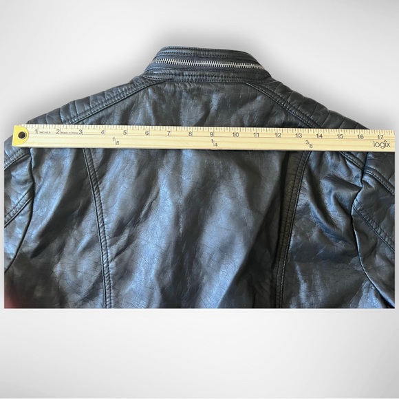 CHAPS Women's Black Faux Leather Mid-Length Motorcyle Jacket XL | EUC - Picture 13 of 13